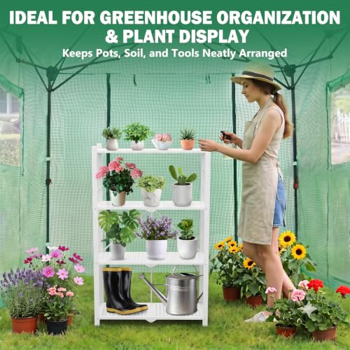 Foldable Greenhouse Shelving, 4-Tier Plant Stand, 1 Pack, White - view 5