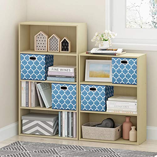 Cloth Storage Bins Set of 4 Thick Fabric Drawers Foldable Cubes Basket Organizer Container with Dual Metal Handles for Shelf Cabinet Bookcase Boxes Navy-Blue 13x13x13 inch - view 2