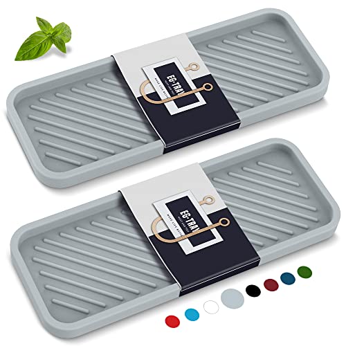 Kitchen Sink Organizer Tray,2 Pack Silicone Sponge Holder for Sink Bathroom