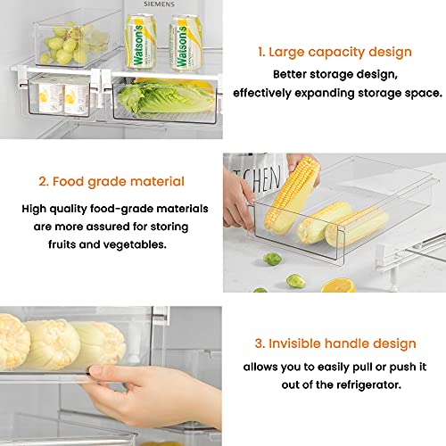 Large Fridge Under Shelf Drawer, Pull Out Refrigerator Drawer Organizer Fridge Organizer Bins, Fridge Storage Container Holder for Produce, Deli Meat, Cheese, Bacon, Easy to Install-L - view 4