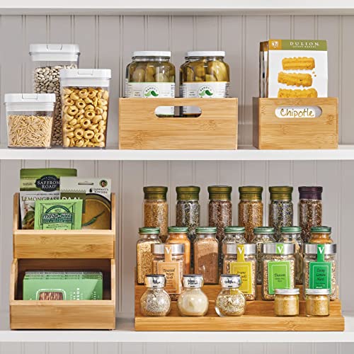 Bamboo Spice and Food Kitchen Cabinet Pantry Shelf Organizer - 4-Tier Storage - Modern Compact Caddy Rack - Holds Spices/Herb Bottles, Jars - for Shelves, Cupboards, Refrigerator - Clear - view 2