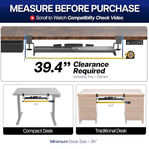 Black Extra Large Clamp-on 34 x 11 in Keyboard Tray, MOUNT-KB15EB - view 4