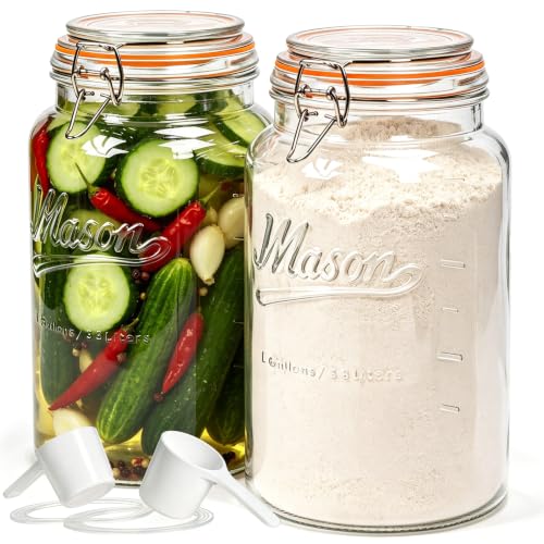 1 Gallon Glass Mason Jars with Airtight Lids, 2 Pack