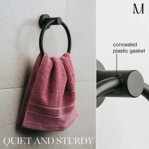 2 PCS Matte Black Bathroom Hardware Set - Hand Towel Holder for Bathroom Wall + Black Toilet Paper Holder Wall Mount | Towel Holder Hanger Rack Stainless Steel Bathroom Set - Towel Rack - view 5