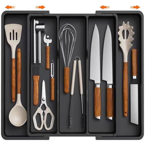 Utensil Organizer for Kitchen Drawers, Expandable Utensil Tray