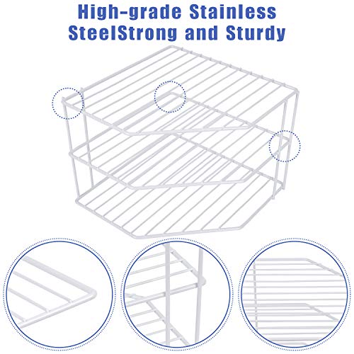 3-Tier Corner Shelf Counter and Cabinet Organizer - Steel Metal Wire - Rust Resistant - Plates, Dishes, Cabinet & Pantry Organizer - Kitchen Organization (10 x 7.5 Inch)(White) - view 5
