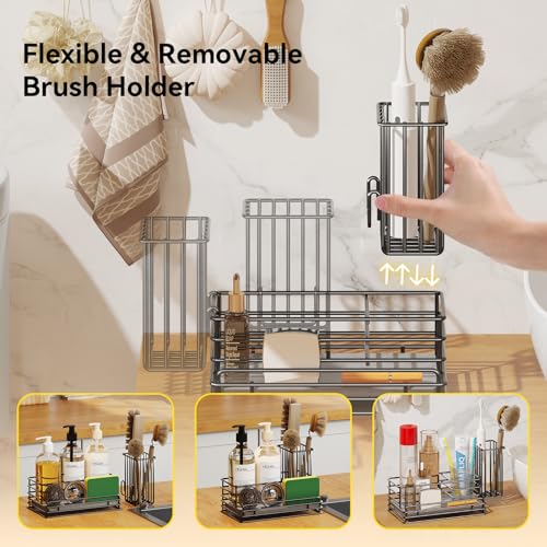 Kitchen Sink Caddy: Sink Sponge with Instant Drying Stone, Metal Stainless Steel Dish Sponge Holder Basket for Sponges, Scrubbers, Soap, 9.5" X 5.5" X 5.7" Home Decor Storage and Organization - view 3