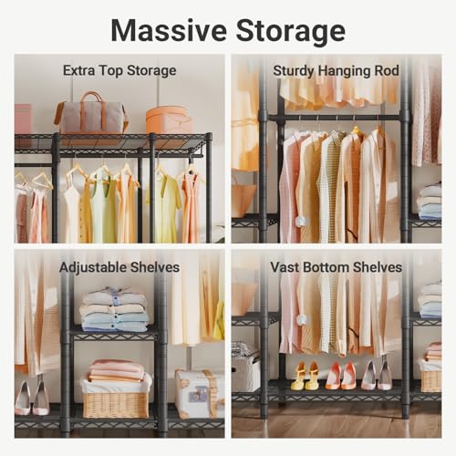 V50 Extra Large Closet System, Heavy Duty Clothes Rack, Black - view 3