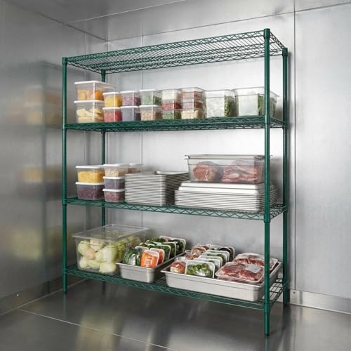 WR63-3660P 4-Shelf Wire Shelving Unit, NSF-Certified Heavy-Duty Adjustable Rack for Garage, Warehouse & Workshop, 60" W x 36" D x 63" H, 600-800 lbs Per Shelf, Green Epoxy - view 2