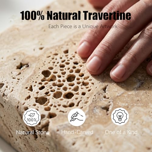 Natural Travertine Sponge Holder for Kitchen Sink - Luxury Stone Sponge Caddy, Quick-Drying Modern Minimalist Marble Kitchen Countertop Organizer - Housewarming Gift, Home Decor, Beige - view 3