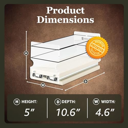 Sliding Spice Rack - Pull Out Spice Rack for Inside Cabinets, Sliding Shelves, Rack for Kitchen Cabinets - Made in USA - 1 Tier -10.6"D x 4.6" W x 5.0" H (Cream, Partially Assembled) - view 4
