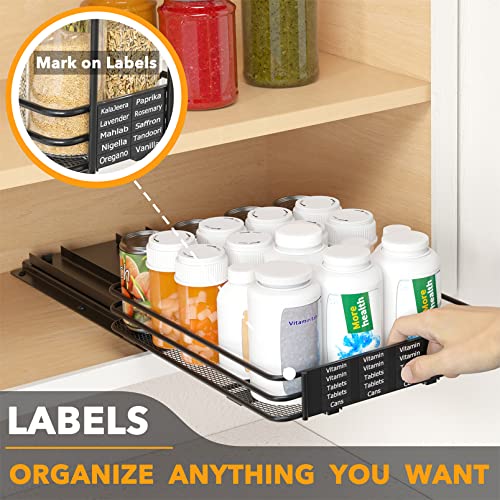 Pull Out Spice Rack Organizer for Cabinet, Heavy Duty Slide Out Seasoning Kitchen Organizer, Cabinet Organizer, with Labels and Chalk Marker, 8.5" W x10.75 D x2.5 H, 1 Drawer 1-Tier - view 5