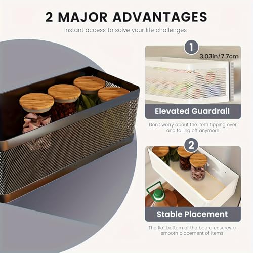 1 Pcs Magnetic Shelf For Fridge, Black, 11''L*4.9''W*3.9''H - view 5