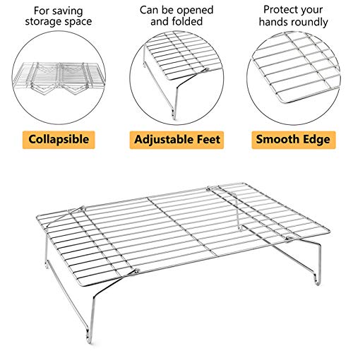 Cooling Rack Set of 2, 2-Tier 15" x 10" Stackable Rack, Silver - view 2