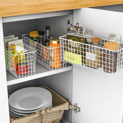 3 Set [Extra Large] Hanging Wall Wire Baskets, Farmhouse Food Storage Kitchen Pantry Laundry Closet Garage RV, White - view 7