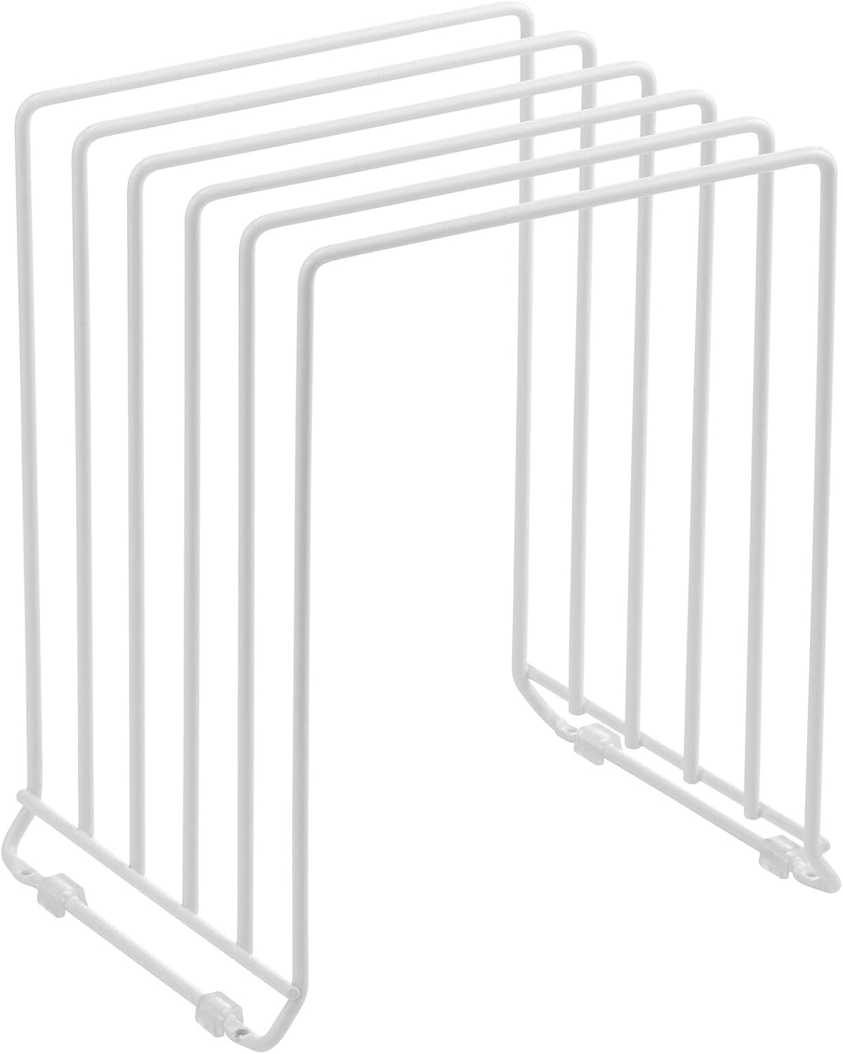 X-Large Steel Storage Tray Organizer Rack for Kitchen Cabinet - Divided Holder with 5 Slots for Skillets, Frying Pan, Pot Lids, Cutting Board, Baking Sheets - Concerto Collection - White - view 8