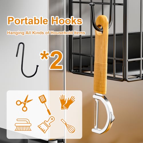 2 Set Magnetic Basket for Refrigerator Door,Magnetic Fridge Shelf Organizer - view 6