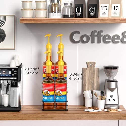 Coffee Syrup Rack Organizer, 2-Tier 4 Maple Syrup Bottle Holder - view 4