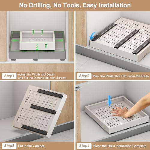 2Pc Pull out Cabinet Organizer,14"-21"W,17"-24"D,Expandable - view 5