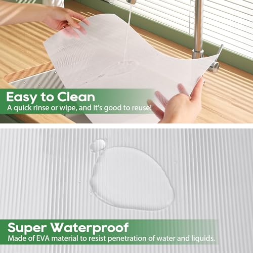 Shelf Liner Cabinet Liner, Non Adhesive Drawer Liner, Washable 12 Inch x 20 FT x 2Rolls Waterproof Durable Non-Slip Shelf Liner for Kitchen, Drawer, Refrigerator Stripe Clear - view 3