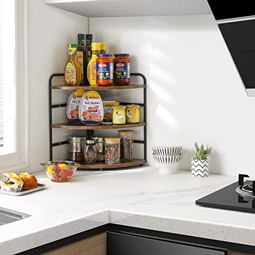 Corner Shelf,Wood Kitchen Spice Organizer,Brown TWJ002H - view 6