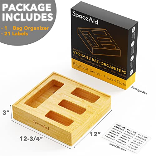 Bag Storage Organizer (1 Box 4 Slots), Bamboo Drawer Dividers with Inserts - view 4
