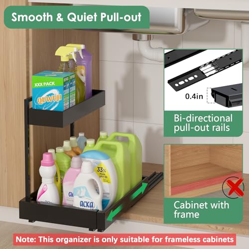 Under Sink Organizer, L-Shaped Pull Out Cabinet Rack for Kitchen - view 3