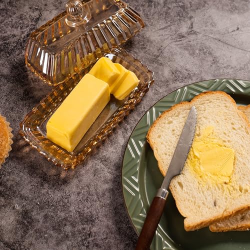 Champagne Color Glass Butter Dish with Lid for Countertop - view 5