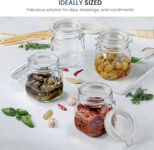 Fido Glass Jars (17.5 Oz, 33.75 Oz & 25.25 Oz) - Airtight Storage Containers - Ideal for Pantry Storage, Gifting, Canning & Kitchen Organization, Made in Italy (Set of 3) - view 3
