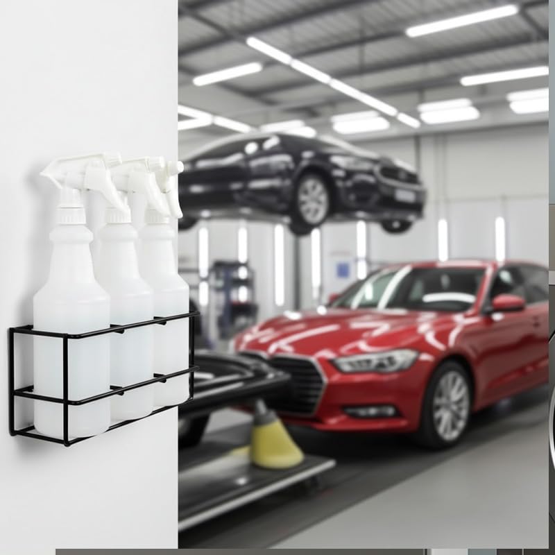 Up to Three 32 oz Spray Bottle Rack – Wall Mount Organizer | Heavy Duty Metal Holder for Cleaning, Chemical, or Detailing Bottles | Safe & Space-Saving Storage for Garage, Shop, or Janitorial - view 3