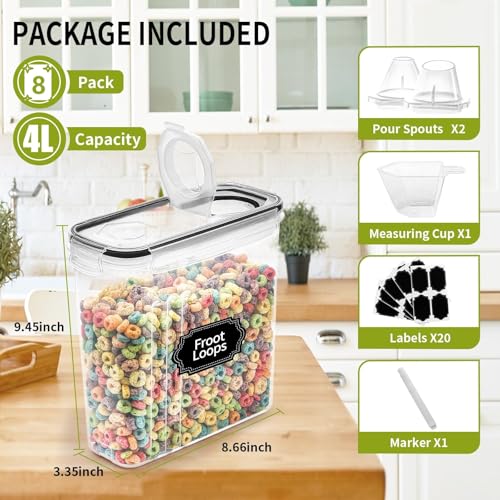 8PCS Large Cereal Containers Storage [4L/135.2 oz], Food Storage Containers - view 2