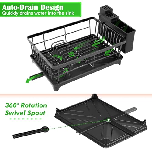 Dish Drying Rack for Small Kitchen Counter with Utensil Holder - view 5