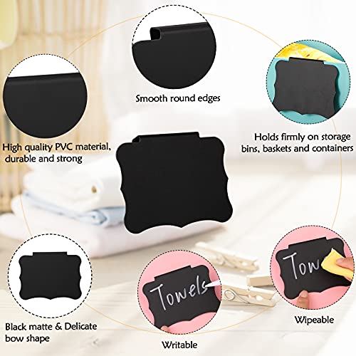 Plastic Basket Bin Label Clip on Removable Basket Label Kitchen Pantry Basket Label Clip with White Chalk Markers Kitchen Clip Label Holders for Storage Bin Clip Basket Box Hanging Label (18 Pieces) - view 3