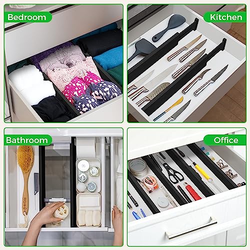 4 Pack Bamboo Drawer Dividers Organizer with Inserts 2.6'' High - view 6