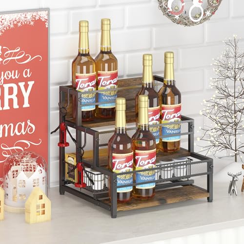 3 Tier Coffee Syrup Rack Organizer 12 Water Bottles Holder Stand - view 2
