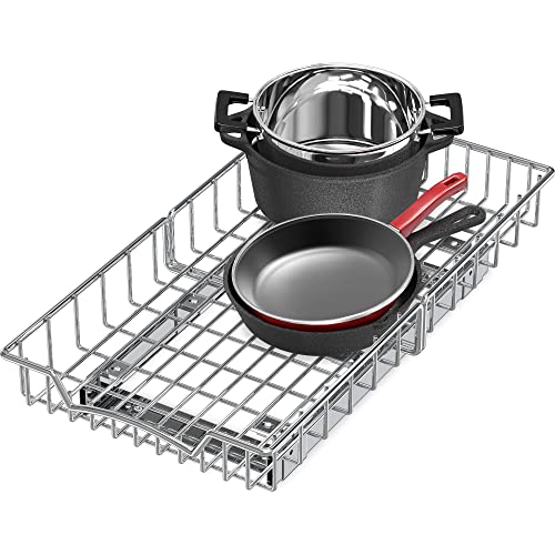 Under Cabinet Pull Out Sliding Shelf, 21" Dx11 W, Chrome