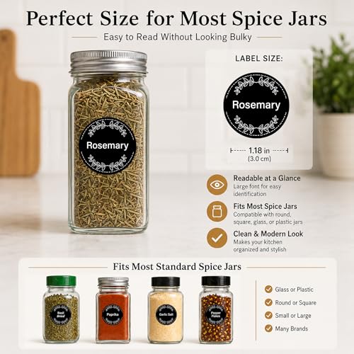 665 Spice Labels Book with A-Z Index, Black Round Pantry Stickers - view 2