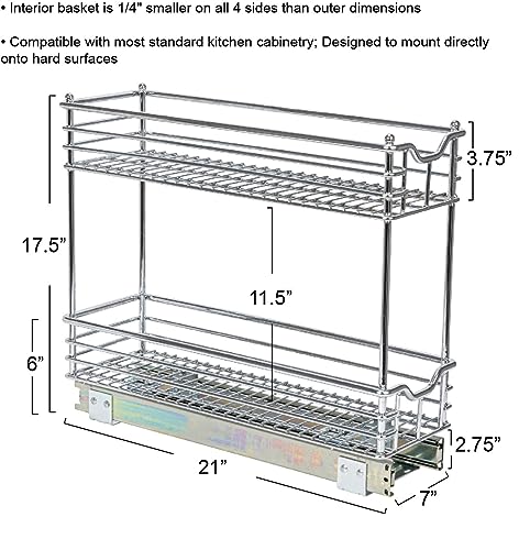 Glidez 2‑Tier Multipurpose Chrome‑Plated Steel Pull‑Out/Slide‑Out Under Cabinet Organizer, Chrome Finish - view 3