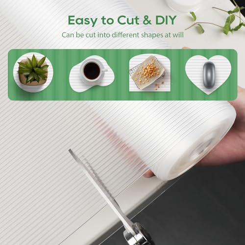 Shelf Liner Cabinet Liner, Non Adhesive Drawer Liner, Washable 12 Inch x 20 FT x 2Rolls Waterproof Durable Non-Slip Shelf Liner for Kitchen, Drawer, Refrigerator Stripe Clear - view 5