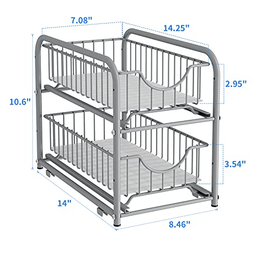 2-Tier Pull Out Organizer Under Sink Sliding Cabinet Rack,Sliver - view 3