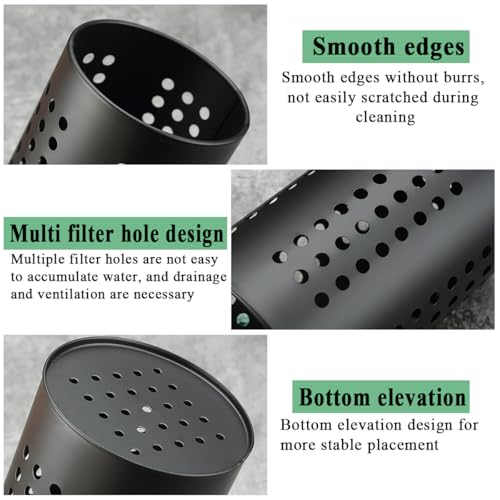 Kitchen Utensils Holder for Counter Top 2 Pieces, Black Stainless Steel Cutlery Holder, Kitchen Essentials Farmhouse Style Home Countertop Organizer - view 7