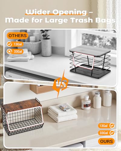 Extra Large Trash Bag Holder Under Sink, Wall Mounted Garbage Bag Dispenser Roll Holder for 13/33 Gallon Trash Bags, Kitchen/Pantry/Laundry Room Organization Basket Storage Bin, Tool-Free Assembly - view 3