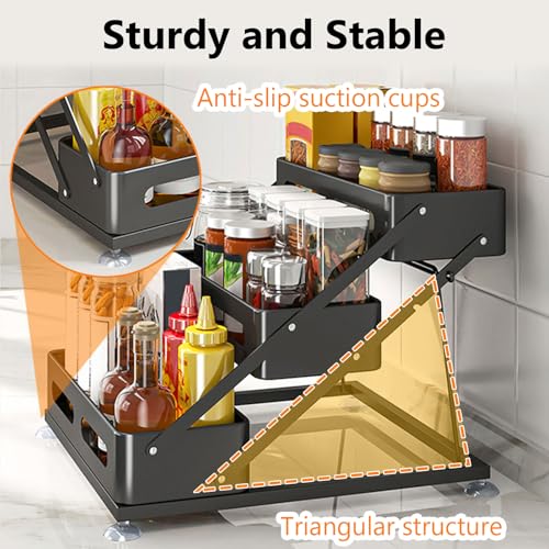3 Tier Foldable Spice Rack, Black - view 3