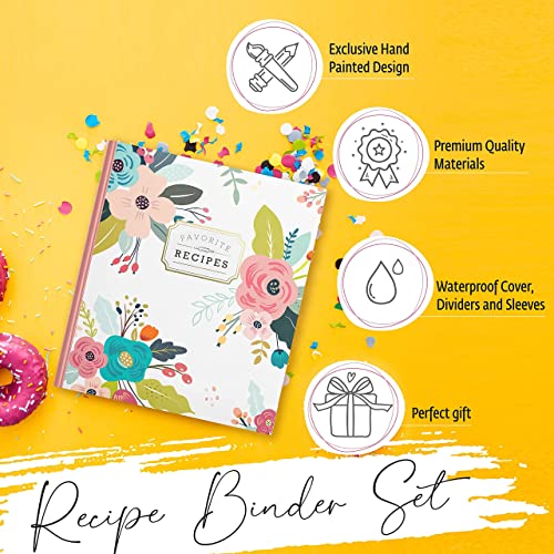 Recipe Binder and Recipe Card Set Bundle, Comes with a Recipe Binder 3 Ring Organizer Blank Recipe Book 8.5" x 9.5" with 50 Blank Recipes Cards (4x6) Plus and Extra Set of 50 Matching Recipe Cards - view 4