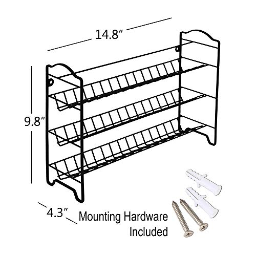 3 Tier Spice Rack Organizer with 24 Empty Round Spice Jars, 396 Spice Labels, Funnel and Chalk Marker Complete Set, Black - view 5