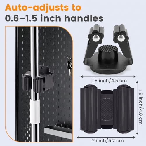 4 Pack Strong Magnetic Broom Holder, Black - view 5
