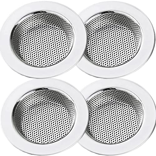 Kitchen Sink Strainer Stainless Steel, Kitchen Sink Drain Strainer，Sink Strainers for Kitchen Sinks with Large Wide Rim 4.5" Diameter (4 Pack)