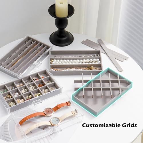 Acrylic Jewelry Storage Box Holder with 5 Drawers, Gray 48 Grids - view 6