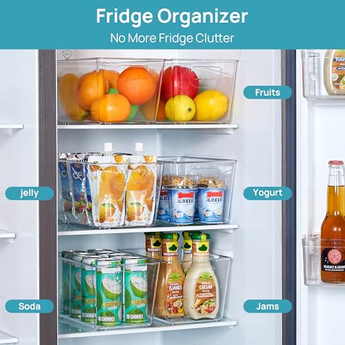 6 Pack Clear Storage Bins, Pantry Cabinet Organizer Bins, Medium - view 5