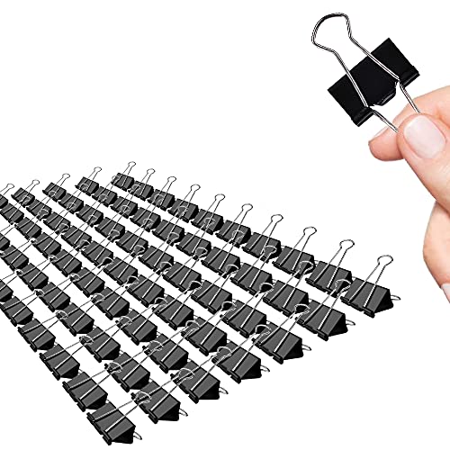 Binder Clips, 72 Pack, 1 Inch, Standard 25mm, Black, Fold Clamp, Capacity 0.47 Inch, Metal Paper Clips, Office Clips, School & Home Use